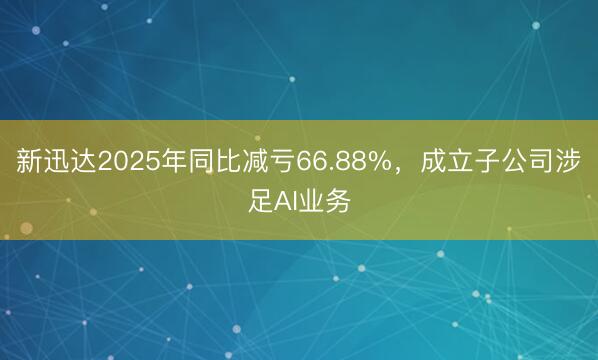 新迅达2025年同比减亏66.88%，成立子公司涉足AI业务
