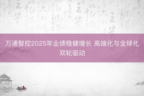 万通智控2025年业绩稳健增长 高端化与全球化双轮驱动