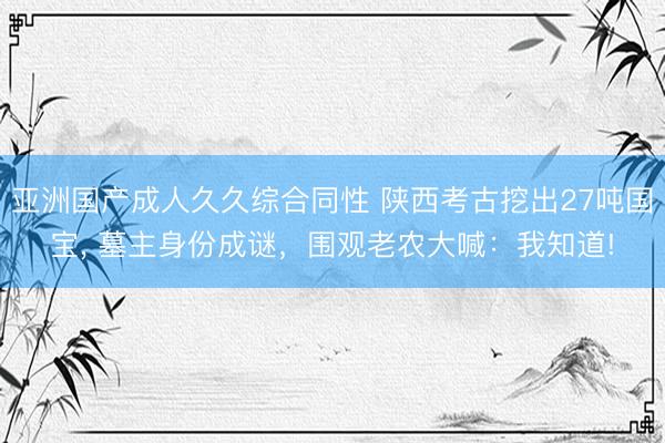 亚洲国产成人久久综合同性 陕西考古挖出27吨国宝， 墓主身份成谜，围观老农大喊：我知道!