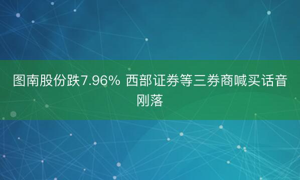 图南股份跌7.96% 西部证券等三券商喊买话音刚落
