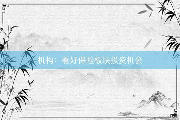 机构：看好保险板块投资机会