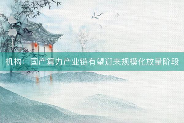 机构：国产算力产业链有望迎来规模化放量阶段