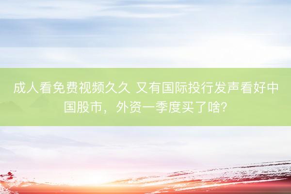 成人看免费视频久久 又有国际投行发声看好中国股市，外资一季度买了啥？