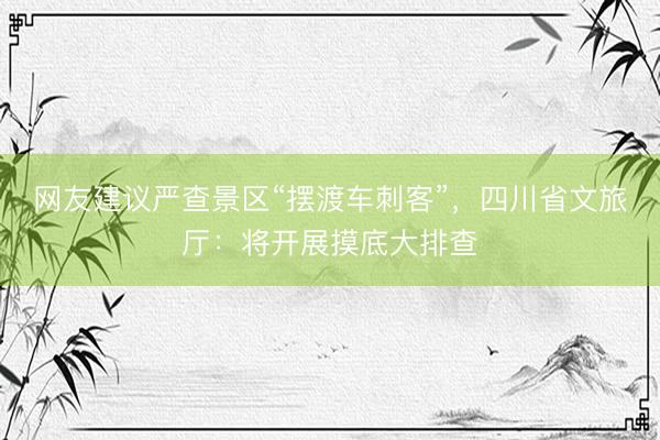网友建议严查景区“摆渡车刺客”，四川省文旅厅：将开展摸底大排查