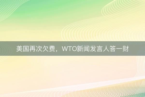美国再次欠费，WTO新闻发言人答一财
