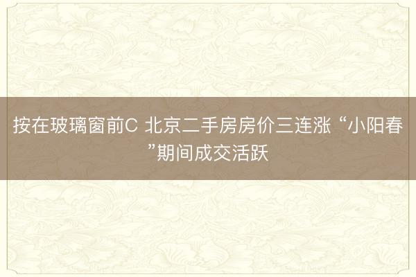 按在玻璃窗前C 北京二手房房价三连涨 “小阳春”期间成交活跃