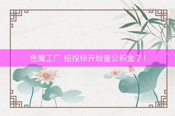 色魔工厂 招投标开始查公积金了！