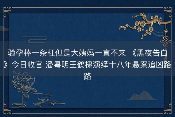 验孕棒一条杠但是大姨妈一直不来 《黑夜告白》今日收官 潘粤明王鹤棣演绎十八年悬案追凶路
