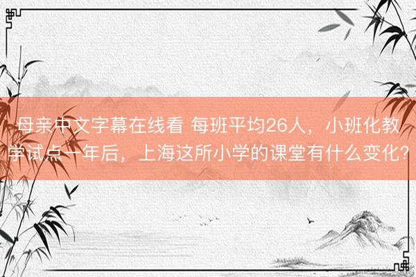 母亲中文字幕在线看 每班平均26人，小班化教学试点一年后，上海这所小学的课堂有什么变化？