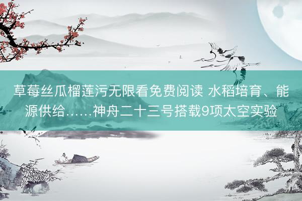 草莓丝瓜榴莲污无限看免费阅读 水稻培育、能源供给……神舟二十三号搭载9项太空实验