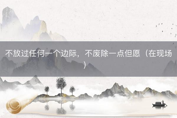 不放过任何一个边际,不废除一点但愿(在现场)