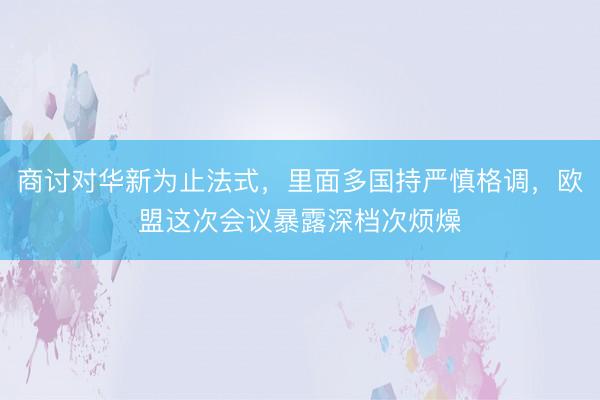 商讨对华新为止法式，里面多国持严慎格调，欧盟这次会议暴露深档次烦燥