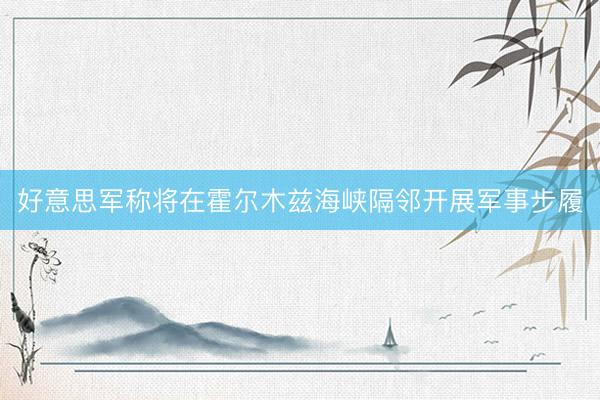 好意思军称将在霍尔木兹海峡隔邻开展军事步履