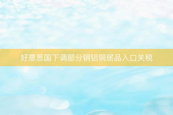 好意思国下调部分钢铝铜居品入口关税