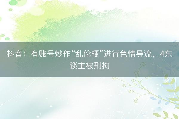 抖音：有账号炒作“乱伦梗”进行色情导流，4东谈主被刑拘