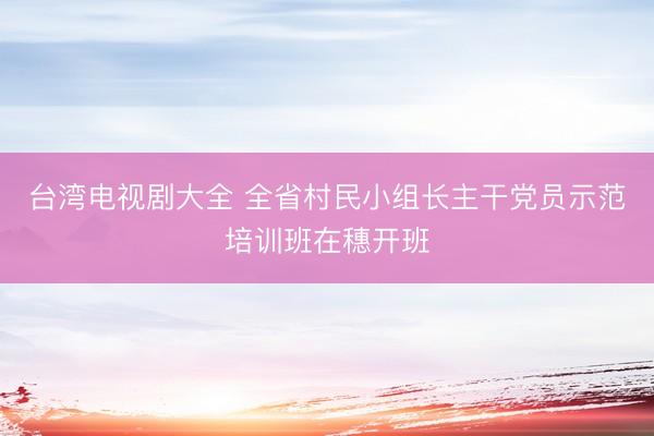 台湾电视剧大全 全省村民小组长主干党员示范培训班在穗开班