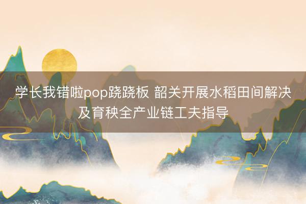 学长我错啦pop跷跷板 韶关开展水稻田间解决及育秧全产业链工夫指导