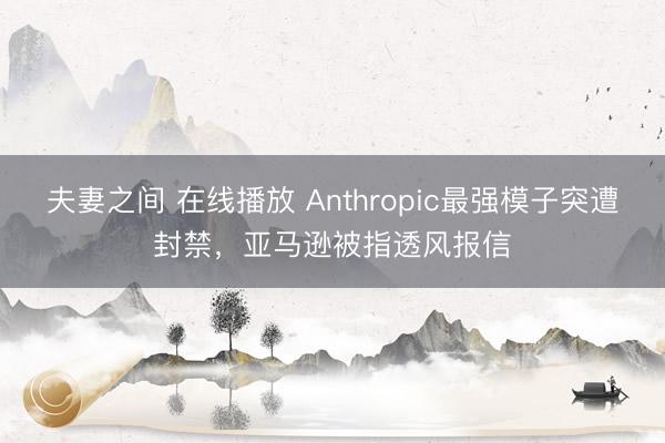 夫妻之间 在线播放 Anthropic最强模子突遭封禁，亚马逊被指透风报信