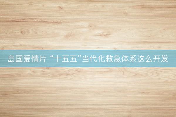 岛国爱情片 “十五五”当代化救急体系这么开发