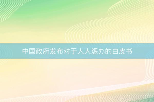 中国政府发布对于人人惩办的白皮书