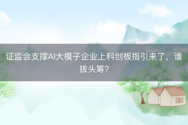 证监会支撑AI大模子企业上科创板指引来了，谁拔头筹？