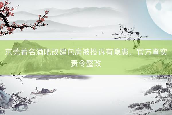 东莞着名酒吧改建包房被投诉有隐患，官方查实责令整改